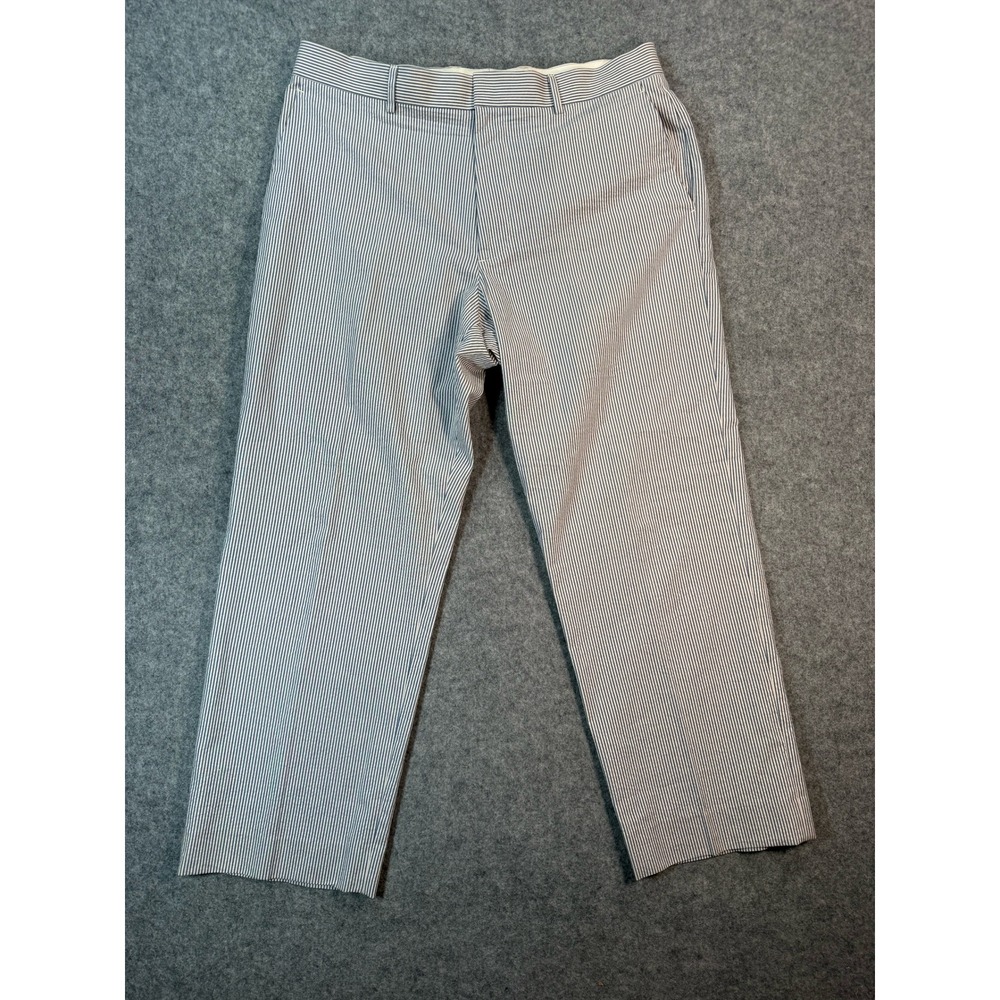 J.Crew Mens Blue Seersucker Pants 34x30 Striped Cotton Straight Leg Trousers